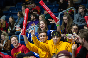 Student cheering at Frosty Mug 2020.