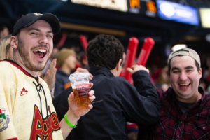 Students cheering at Frosty Mug 2020.