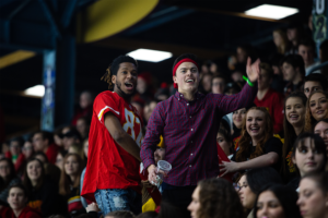 Students cheering Frosty Mug 2020.
