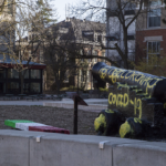 The Cannon, painted to read "COVID-19"