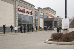 A line up of people at Zehrs (Eramosa Rd)