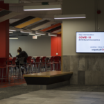 The Campus is nearly empty since students moved out and classes went online, but some students remain.