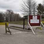 Sign reading "walk through access only"