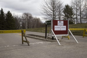 Sign reading "walk through access only"