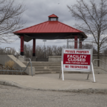 Closed sign on the university campus